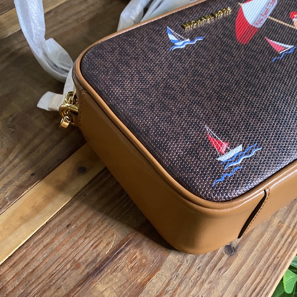 Michael Kors Brown Logo and Beach Club-print Crossbody Bag ☀️🏝🐚 - Picture 3 of 16